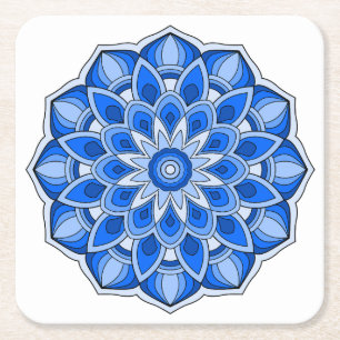 Dessous-de-verre Carré En Papier Mandala en bleu