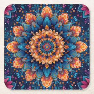 Dessous-de-verre Carré En Papier Mandala Fleur Style d'Art Numérique-23907.