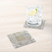 Dessous-de-verre Carré En Papier Mandala Gold Design (En situation)