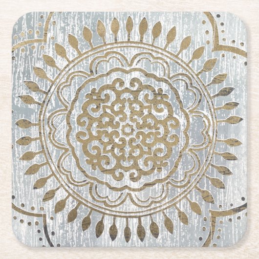 Dessous-de-verre Carré En Papier Mandala Gold Design (Devant)