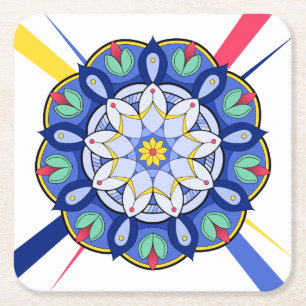 Dessous-de-verre Carré En Papier Mandala Motif 01 Carré Dessous de verre papier