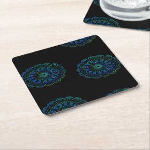 Dessous-de-verre Carré En Papier Mandala vert bleu