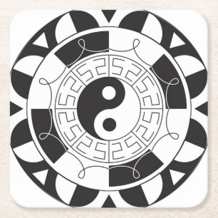 Dessous-de-verre Carré En Papier Mandala Yin Yang