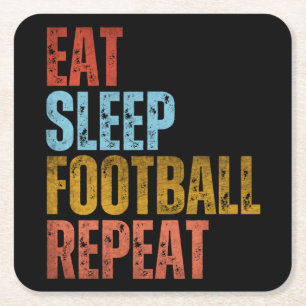 DESSOUS-DE-VERRE CARRÉ EN PAPIER MANGER DORMIR FOOTBALL RÉPÉTER