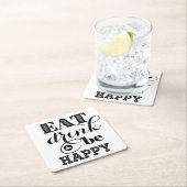 Dessous-de-verre Carré En Papier Mangez, boisson et soyez heureux (En situation)