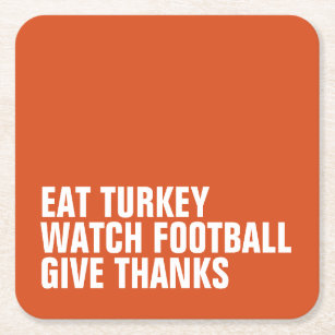 Dessous-de-verre Carré En Papier Mangez turkey watch football merci Thanksgiving