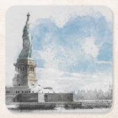 Dessous-de-verre Carré En Papier Manhattan Nyc Liberty Statue (Devant)