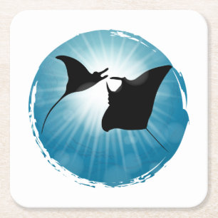 Dessous-de-verre Carré En Papier Manta Ray Vie aquatique sous-marine