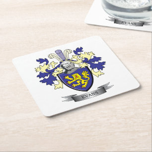 Dessous-de-verre Carré En Papier Manteau de crête de famille d'Evans des bras