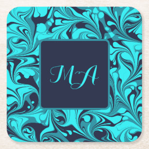 Dessous-de-verre Carré En Papier Marbre turquoise