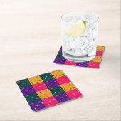 Dessous-de-verre Carré En Papier Mardi Gras Carnaval Arlequin Fleur de Lis Diamond (En situation)