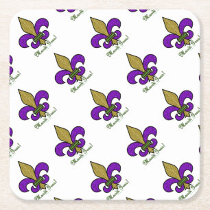 Dessous-de-verre Carré En Papier Mardi Gras Fleur De Lis Coloré