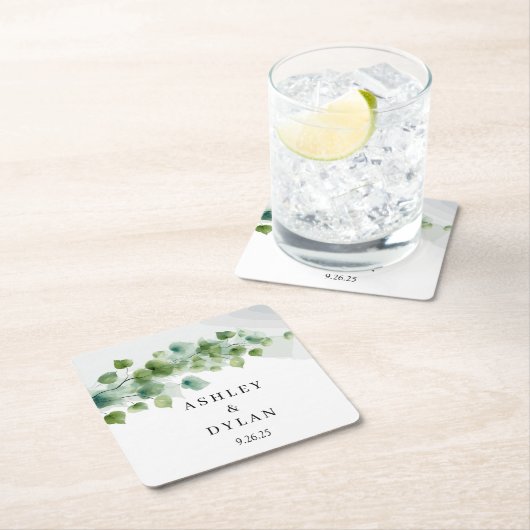 Dessous-de-verre Carré En Papier Mariage (En situation)