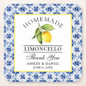 Dessous-de-verre Carré En Papier Mariage à l'eau citron bleu carrelage Limoncello a (Devant)