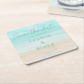 Dessous-de-verre Carré En Papier Mariage Abstrait moderne de plage Enregistrer la d (Incliné)