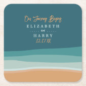 Dessous-de-verre Carré En Papier Mariage Abstrait Ocean Beach (Devant)