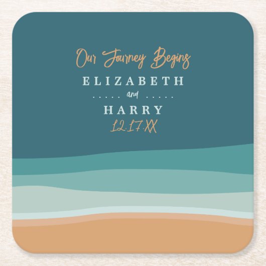 Dessous-de-verre Carré En Papier Mariage Abstrait Ocean Beach (Devant)