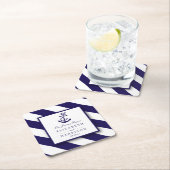 Dessous-de-verre Carré En Papier Mariage Ancre bleu marine (En situation)