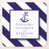 Dessous-de-verre Carré En Papier Mariage Ancre bleu marine (Devant)