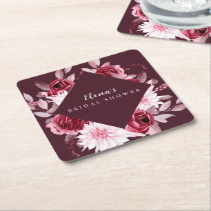 Dessous-de-verre Carré En Papier Mariage automnal Romance Cadre doré Fête prénuptia