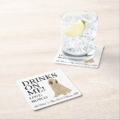 Dessous-de-verre Carré En Papier Mariage Briard Dog (En situation)