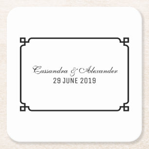 Dessous-de-verre Carré En Papier Mariage chic Black Deco