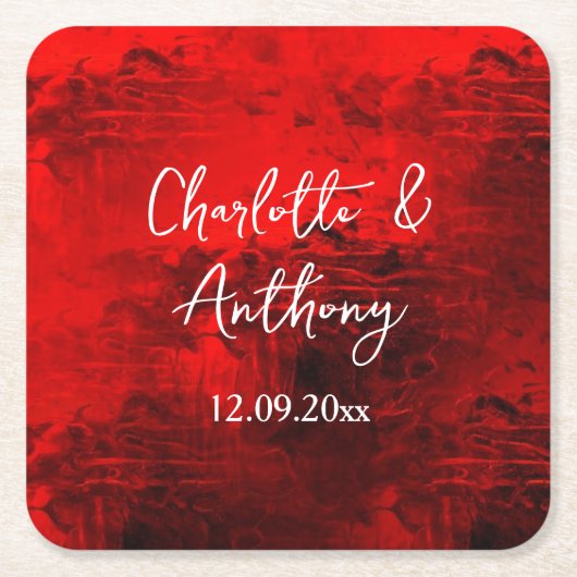 Dessous-de-verre Carré En Papier Mariage Creative Abstrait Artwork rouge (Devant)