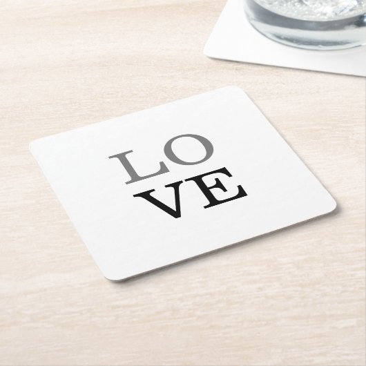 Dessous-de-verre Carré En Papier Mariage d'amour de script noir gris (Incliné)