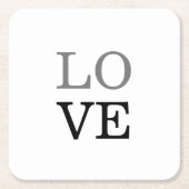 Dessous-de-verre Carré En Papier Mariage d'amour de script noir gris (Devant)