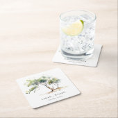 Dessous-de-verre Carré En Papier Mariage d'arbre botanique simple minimal (En situation)