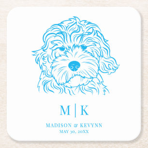 Dessous-de-verre Carré En Papier Mariage de Chien