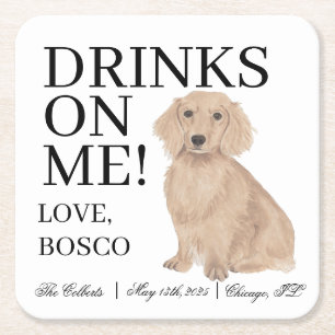 Dessous-de-verre Carré En Papier Mariage de chien de Dachshund rouge anglais