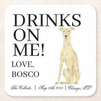 Dessous-de-verre Carré En Papier Mariage de chien Greyhound Personnalisé