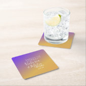 Dessous-de-verre Carré En Papier Mariage de coucher de soleil jaune violet Ombre (En situation)