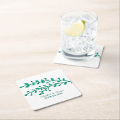Dessous-de-verre Carré En Papier Mariage de feuillage simple vert (En situation)