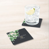 Dessous-de-verre Carré En Papier Mariage de fleurs blanches (En situation)