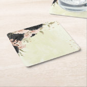 Dessous-de-verre Carré En Papier mariage de fleurs roses noires (Incliné)