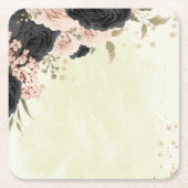 Dessous-de-verre Carré En Papier mariage de fleurs roses noires (Devant)