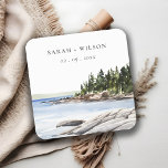 Dessous-de-verre Carré En Papier Mariage de l'aquarelle de la montagne Rocky Pine<br><div class="desc">Rocheuse Pine Mountain Watercolor Seascape Collection de thèmes.- c'est un script élégant aquarelle Illustration de Rocky Pine Tree Mountain Seascape, parfait pour votre destination tropicale mariage & fêtes. Il est très facile de customiser, avec vos données personnelles. Si vous avez besoin d'un autre produit correspondant ou de la personnalisation, veuillez...</div>