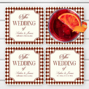 Dessous-de-verre Carré En Papier Mariage de Luxe Bourgeoisie Bourgeoise Bourgogne V