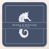 Dessous-de-verre Carré En Papier Mariage de mer Blue Wave Wht/Navy ID836 (Devant)