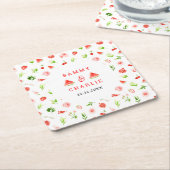 Dessous-de-verre Carré En Papier Mariage de pastèque et grenade (Incliné)