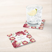 Dessous-de-verre Carré En Papier Mariage de pivoine rouge (En situation)