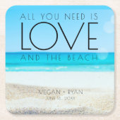 Dessous-de-verre Carré En Papier Mariage de plage de destination (Devant)