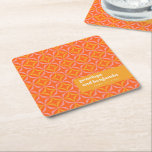 Dessous-de-verre Carré En Papier Mariage de typographie orange jaune personnalisé<br><div class="desc">Dessous de verre en papier Mariage de typographie moderne orange et jaune</div>