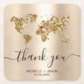Dessous-de-verre Carré En Papier Mariage Destination Passport World Map Merci (Devant)