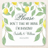 Dessous-de-verre Carré En Papier Mariage d'été moderne Lemon Boho (Devant)