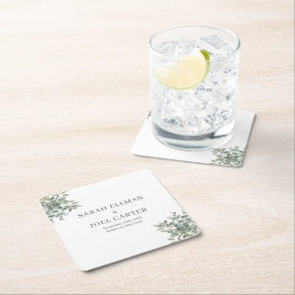Dessous-de-verre Carré En Papier Mariage d'eucalyptus