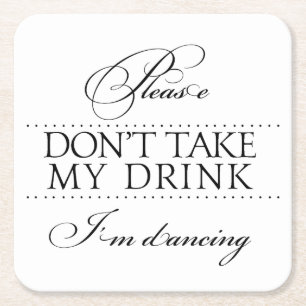 Dessous-de-verre Carré En Papier Mariage Drink Coasters S'il vous plaît ne prenez p