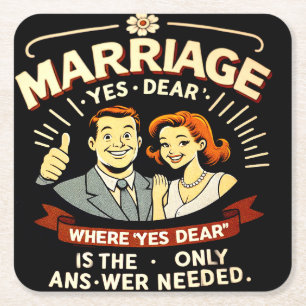 Dessous-de-verre Carré En Papier Mariage drôle, cadeau d'anniversaire de mariage